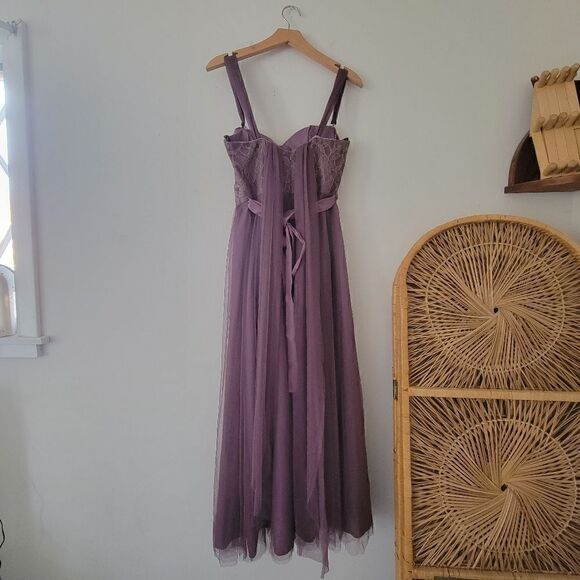 Jenny Yoo Collection Bridesmaid Dress Purple 6 Lace Tulle Adjustable - Picture 8 of 16